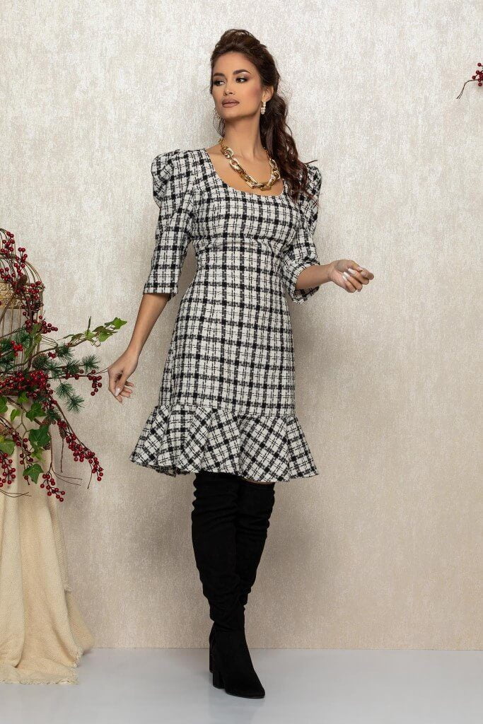 Rochie de zi Corry Alb Bicolor - Zonia.ro
