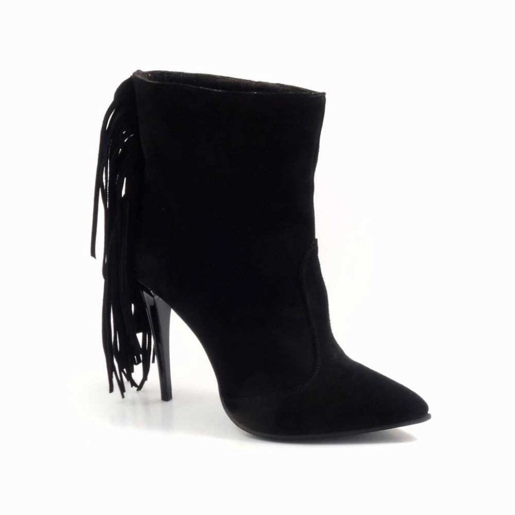 Botine elegante cu franjuri din piele naturala Horse Hair