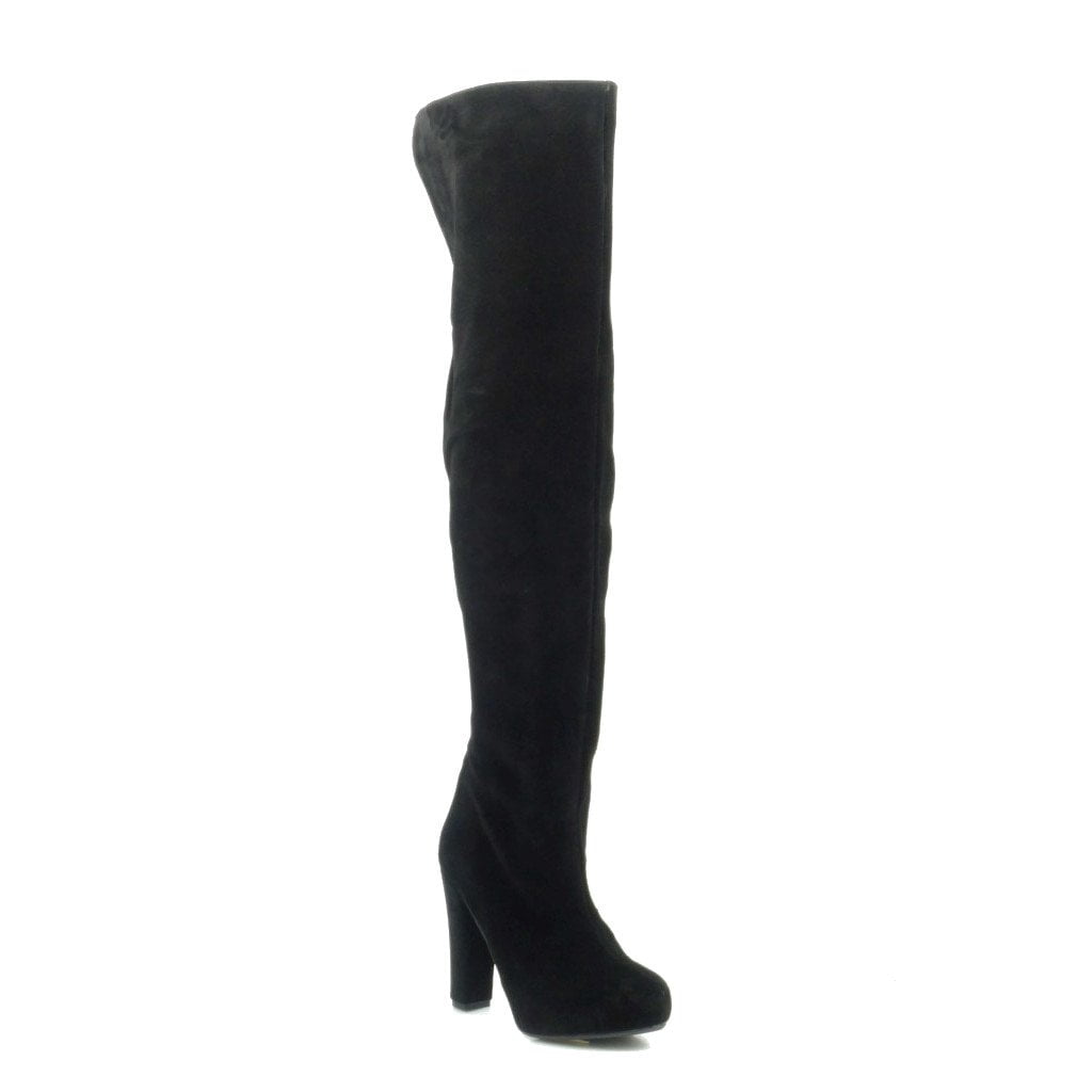 Cizme peste genunchi piele naturala intoarsa neagra (T 426N)