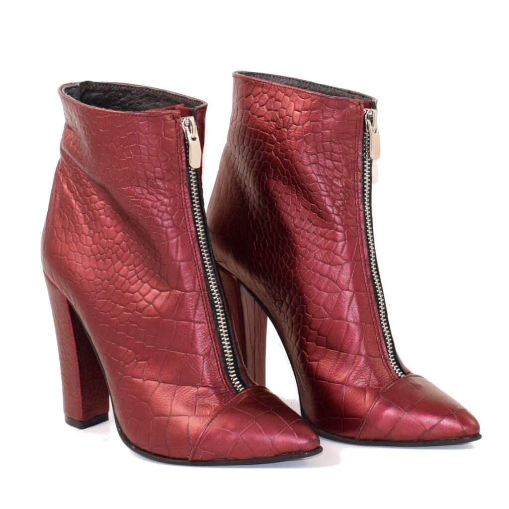 Botine dama elegante cu toc de 11 cm Bertha din piele naturala