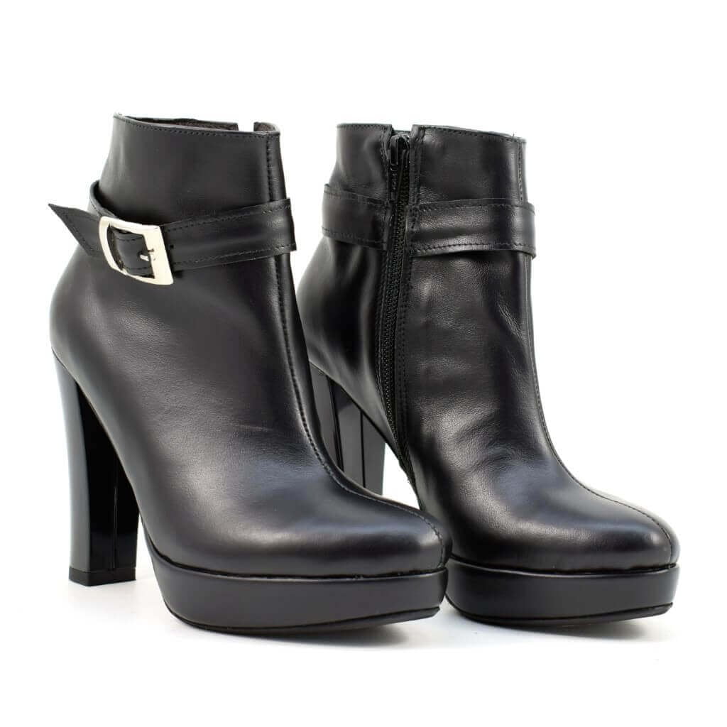 Botine elegante din piele naturala neagra Elissa