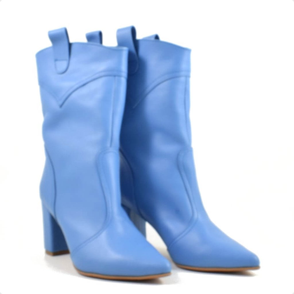 Ghete elegante cu toc de 7 cm Tina Baby Bleu