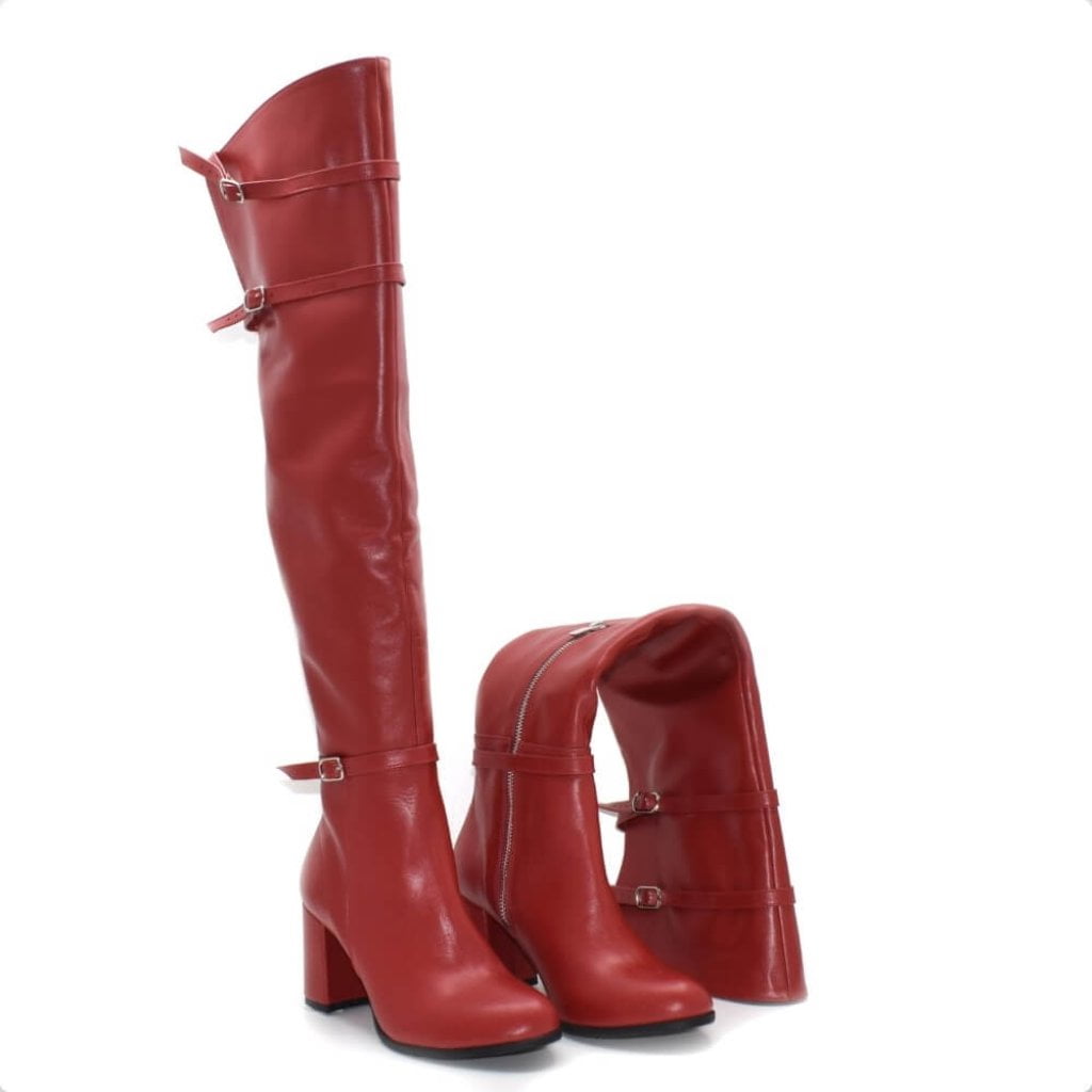 Cizme peste genunchi din piele naturala Rosie RZ 02