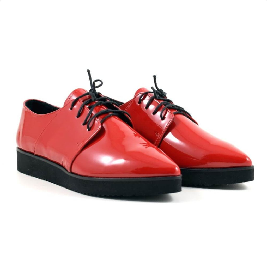 Pantofi casual din piele naturala lacuita rosie Flatt Point 3 ( 1928)