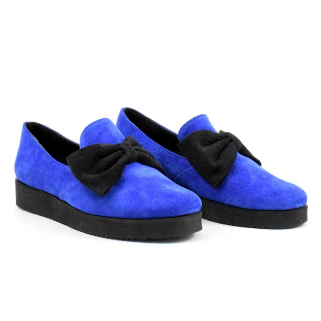 Pantofi casual Albastri cu funda Neagra Iris 2 (1909)
