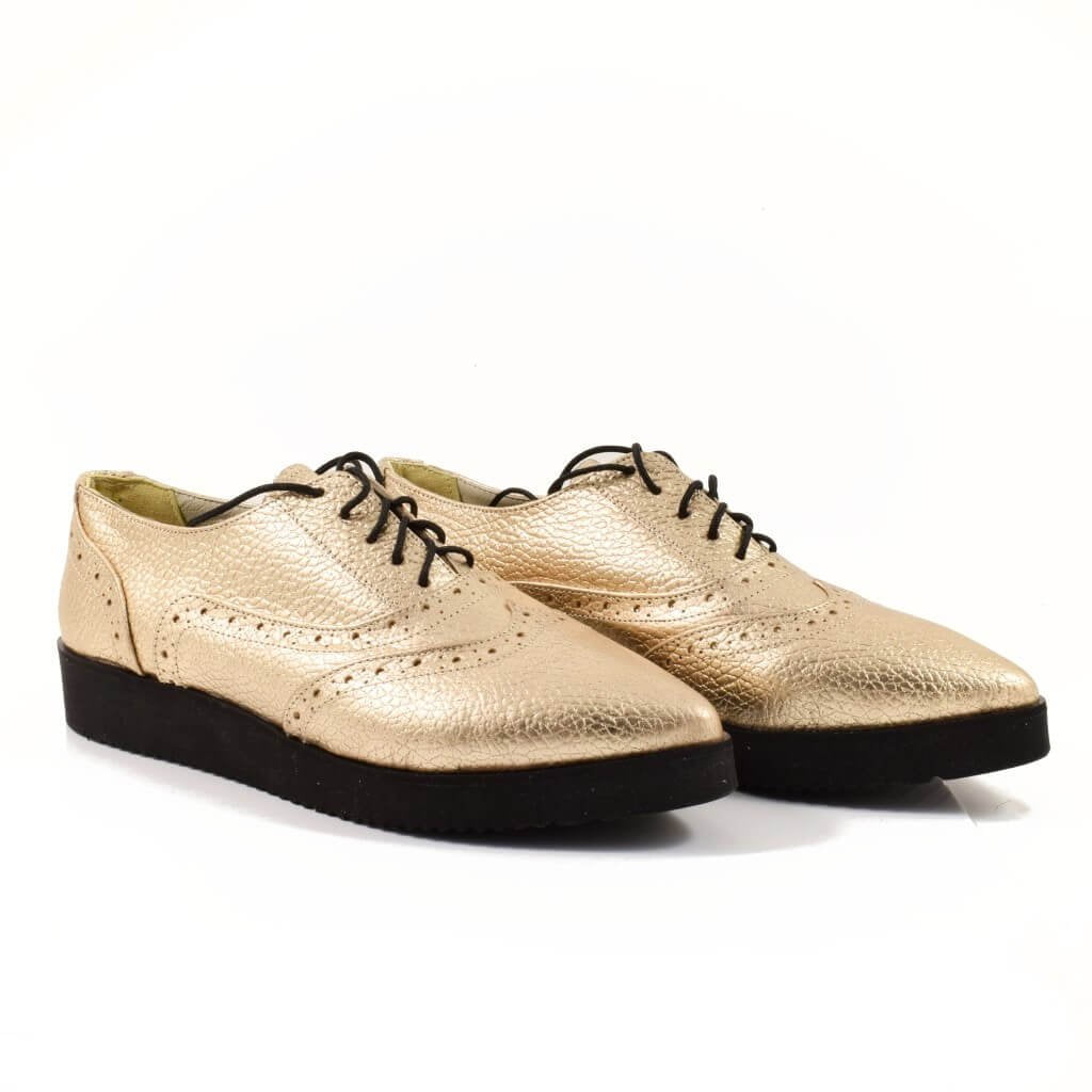 Pantofi casual din piele aurie Renatta