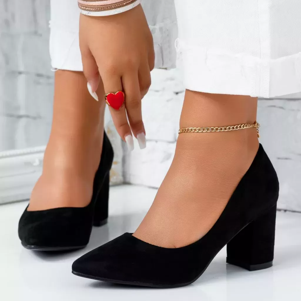 Pantofi Dama cu Toc Bia Negri