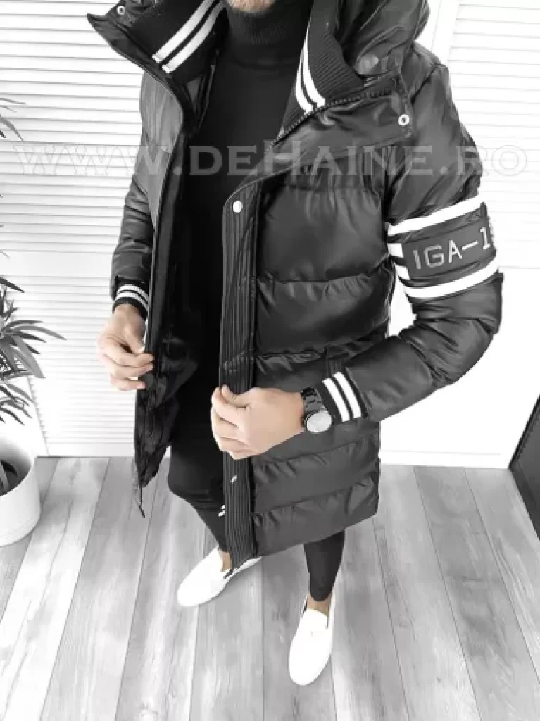 Geaca barbati groasa neagra de iarna 9021