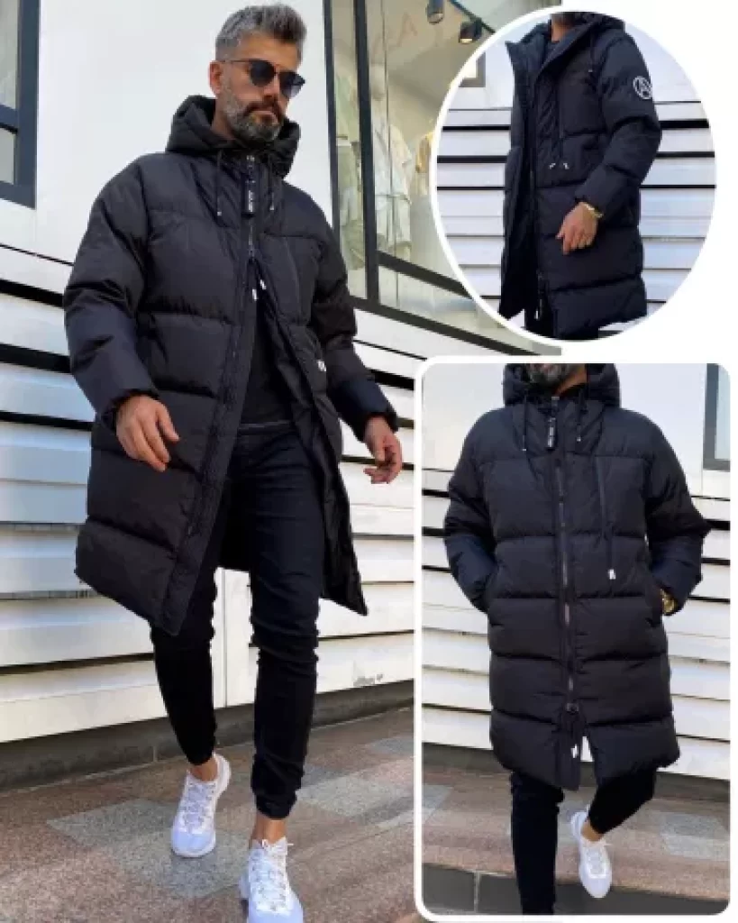Geaca neagra de iarna barbateasca B6190